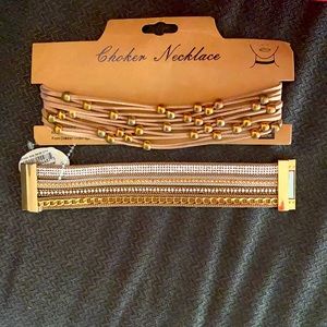 Leather bracelet  and choker